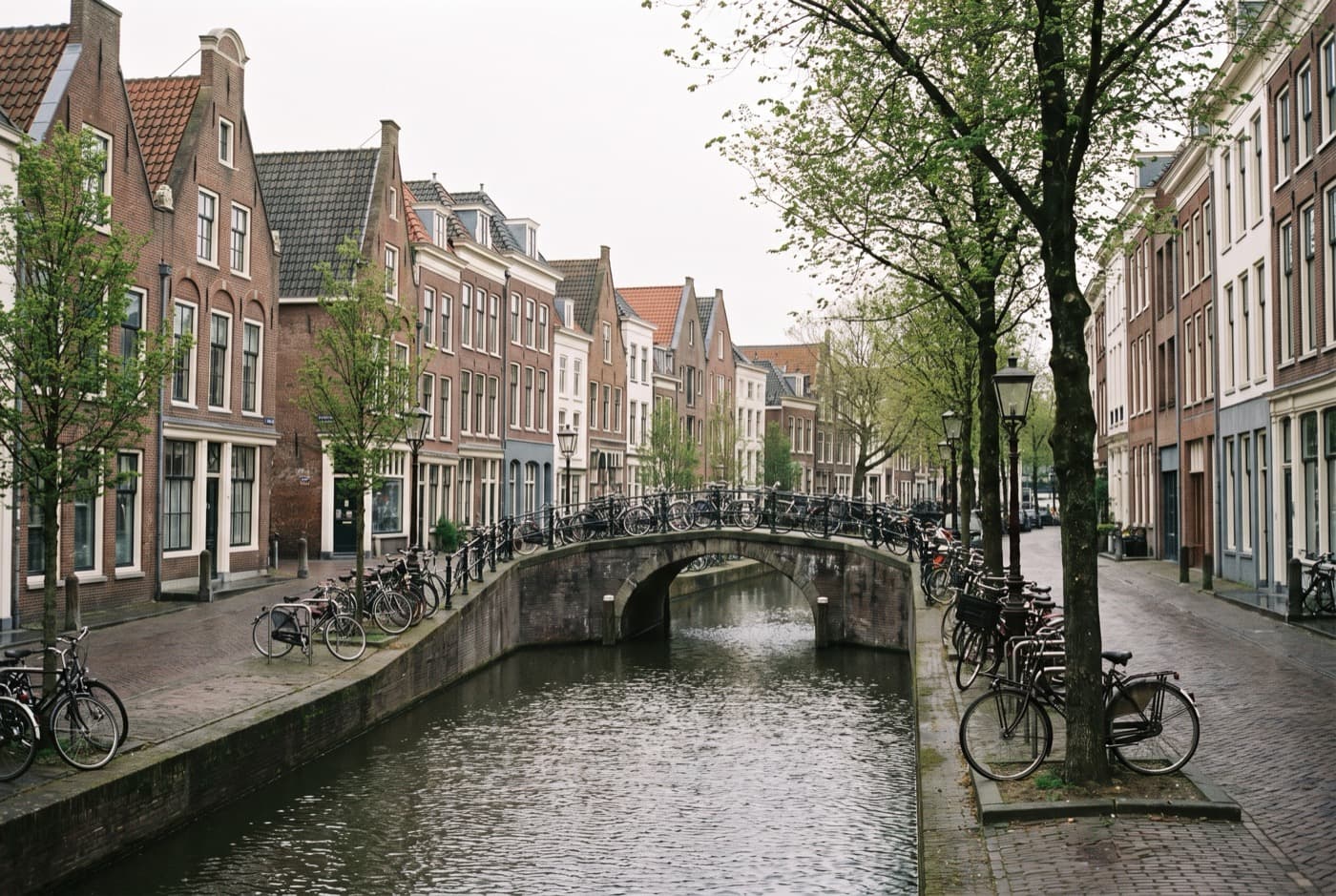 Historische straat met woningen in een Nederlandse stad